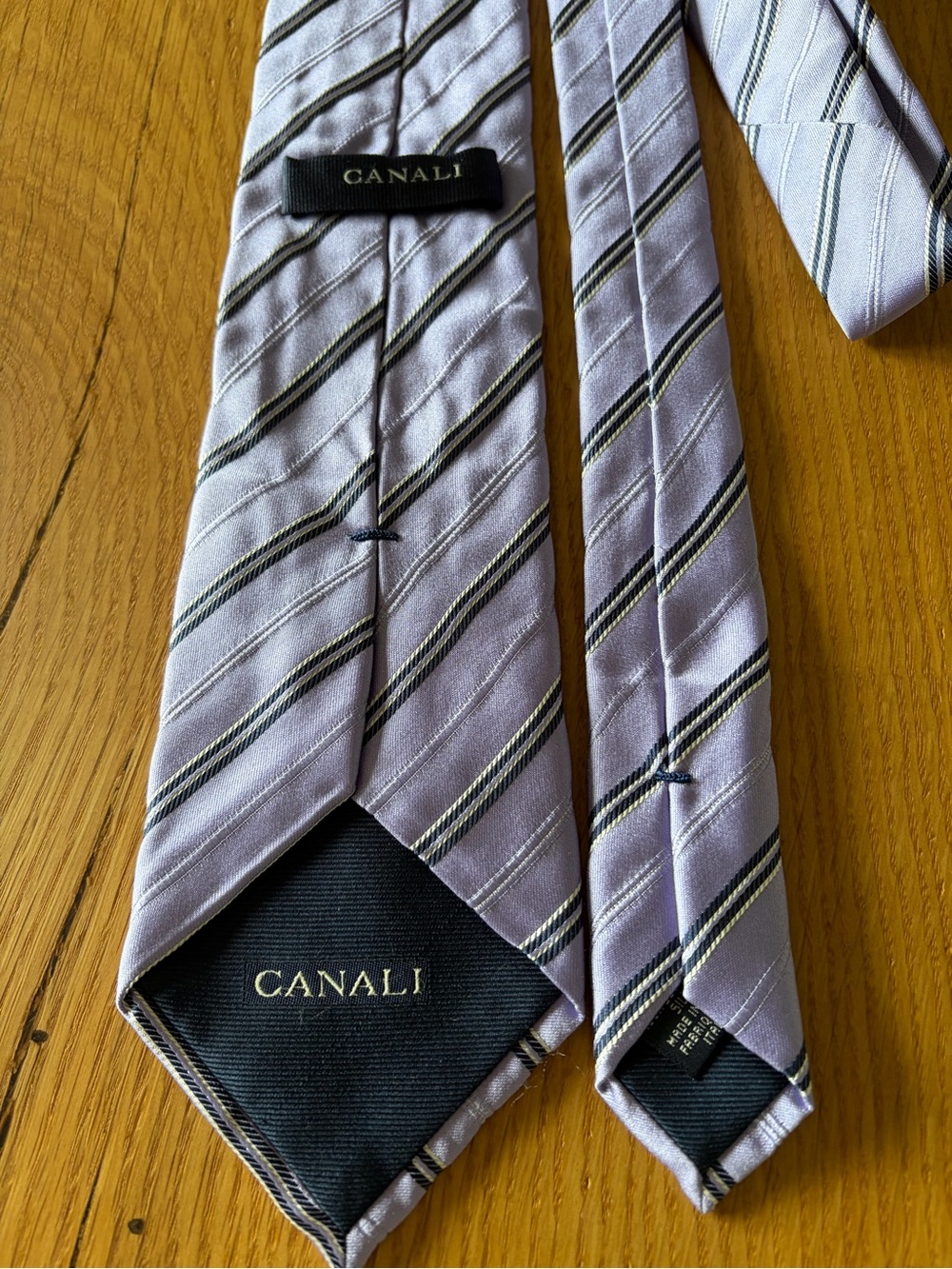 Canali Lavender Striped Silk Tie